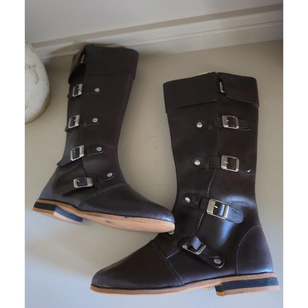 Medieval Leather Boots 4 Buckle |‎ Renaissance Inspired Loafer Boot | Halloween